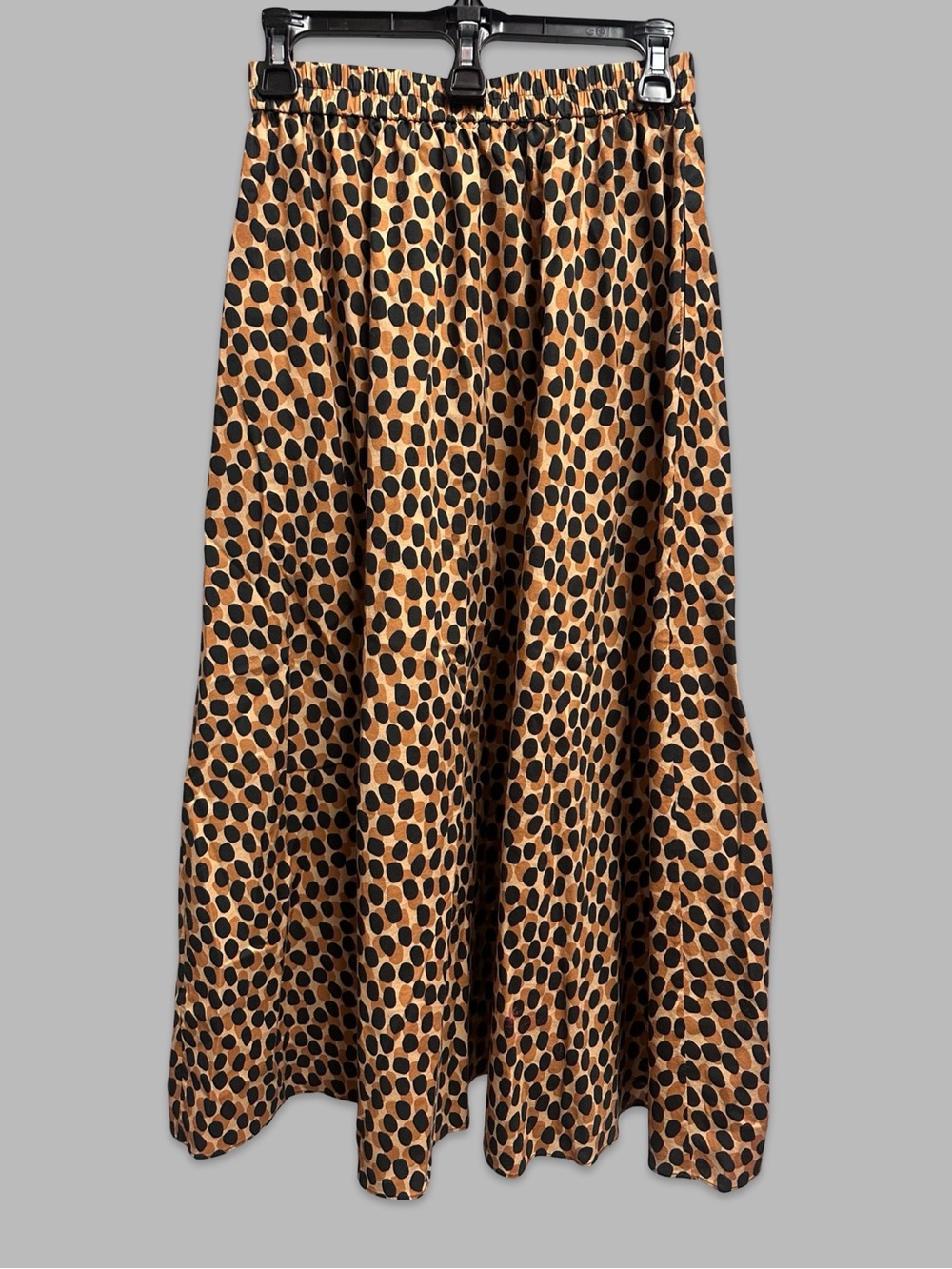 Kate Spade Dotty Leopard Cotton Poplin Midi Skirt Brown w/ Pockets Small EUC - Picture 4 of 6